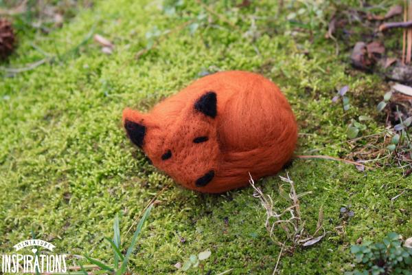 Felted Sleeping Orange Fox Wolf