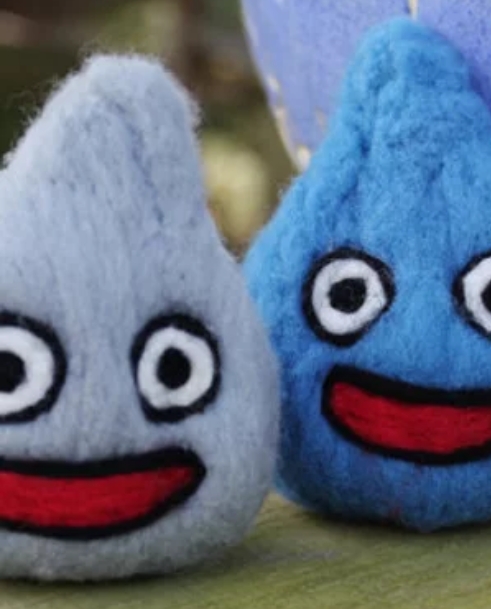 Felted Gray or Blue Slime Creature