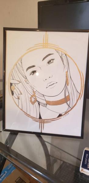 Blackpink Jisoo ink and gold painting picture