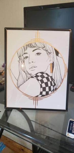 Blackpink Lisa ink and gold painting picture