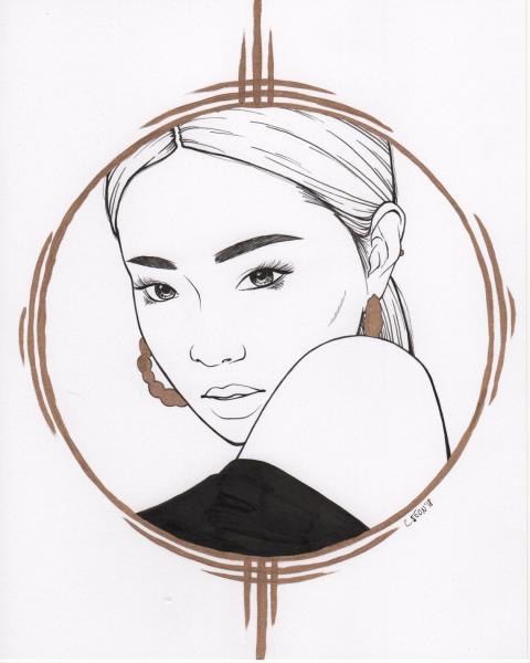 Blackpink Jennie ink and gold painting picture