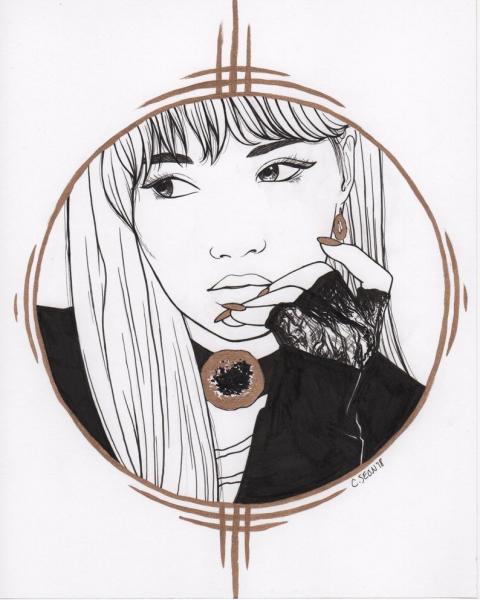 Blackpink Lisa ink and gold painting