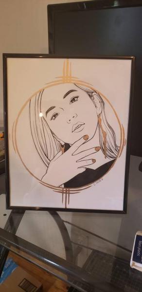 Blackpink Jisoo ink and gold painting picture