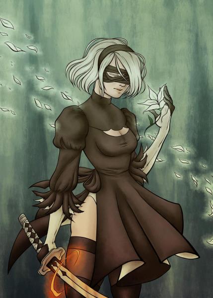 Nier Automata 2B mini print picture