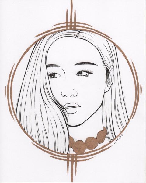 Blackpink Rose ink and gold portrait picture