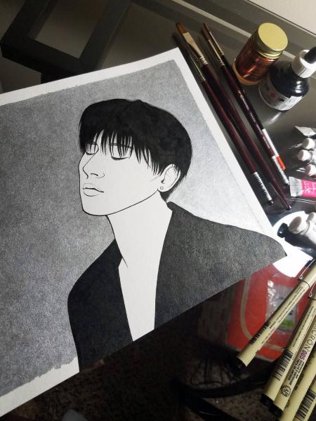 Monsta X I.M ink and silver painting picture