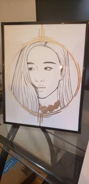 Blackpink Rose ink and gold portrait picture