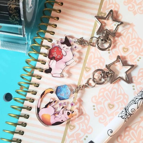 D20 Cat Keychain Charms picture