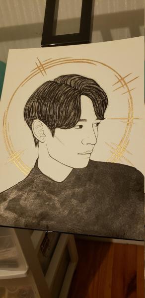 SHINee Minho ink and gold portrait picture