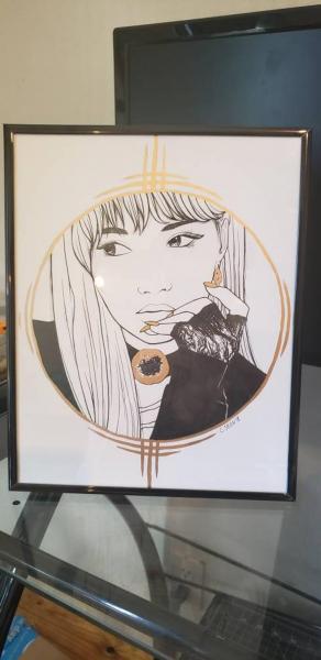 Blackpink Lisa ink and gold painting picture