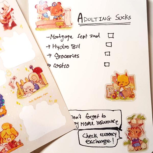 Shiny Animal Crossing clear sticker sheet picture