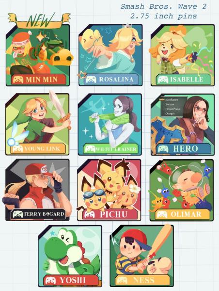 Smash Bros Pins 2.75 inch picture