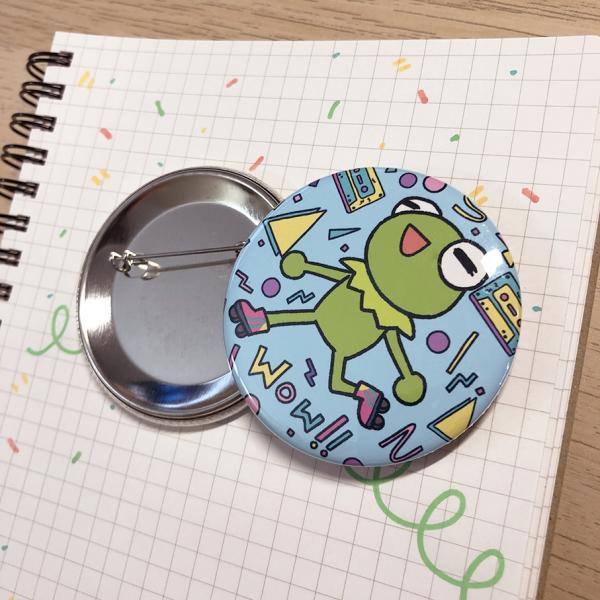 Rollerskating Kermie 2.25" Circle Pinback Button picture