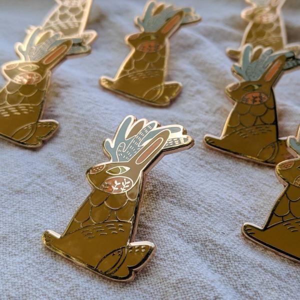 Golden Jackalope 'From the Woodlands' Enamel Pin