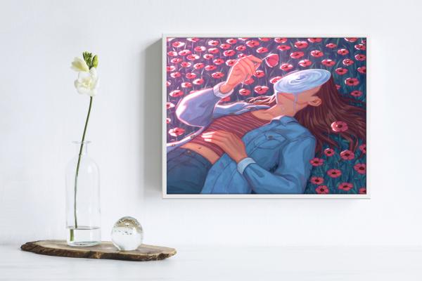 Pensive Art Print | Field of Flowers | Surreal picture