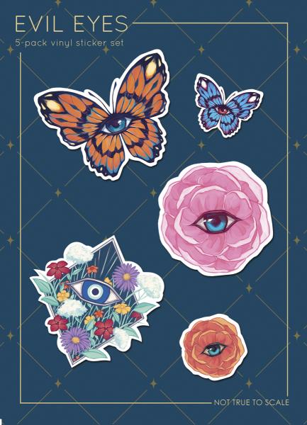 Evil Eyes Vinyl Sticker Pack | Butterfly & Flowers