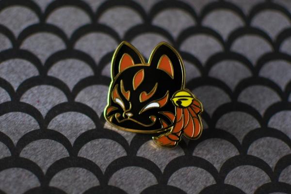 SECONDS Black Fox Mask Japanese Lore Enamel Pins