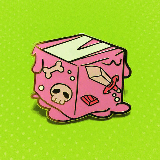 Pink Gel Cube Classic Creatures D&D Enamel Pins