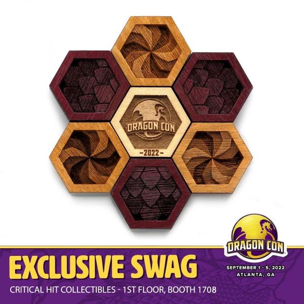DragonCon 2022 Limited Edition Set : Hardwood Magnet Set- Hexagons
