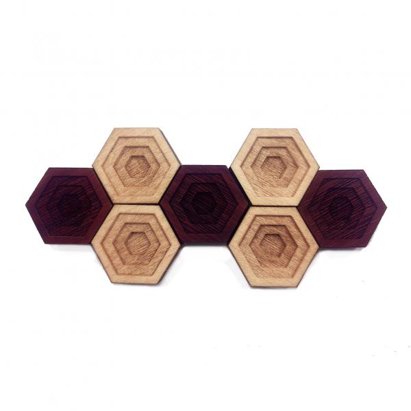 OOPS! ALL VOIDS!: Hardwood Magnet Set- Hexagons picture