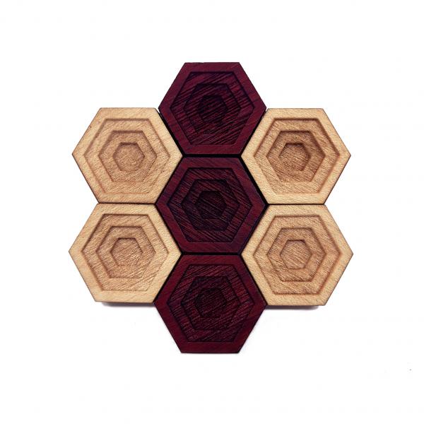 OOPS! ALL VOIDS!: Hardwood Magnet Set- Hexagons picture