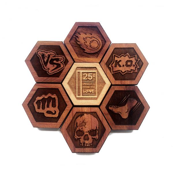 GAMER SET 03: Hardwood Magnet Set- Hexagons