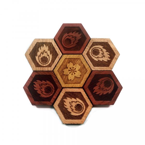 FIREFLOWER: Hardwood Magnet Set- Hexagons picture