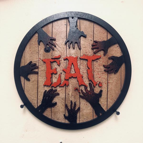 EAT - Creepy Halloween Decor - Macabre Art - Zombie Kitchen Decor