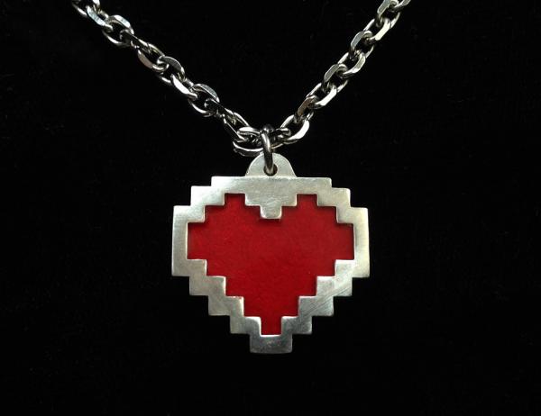 Pixel Heart Necklace - Sterling Silver Necklace picture