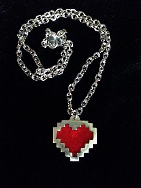 Pixel Heart Necklace - Sterling Silver Necklace picture