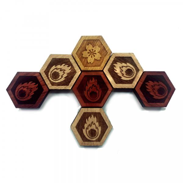 FIREFLOWER: Hardwood Magnet Set- Hexagons picture
