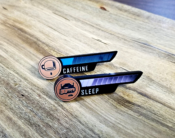 Caffeine/Sleep/F*cks Meter Pins picture