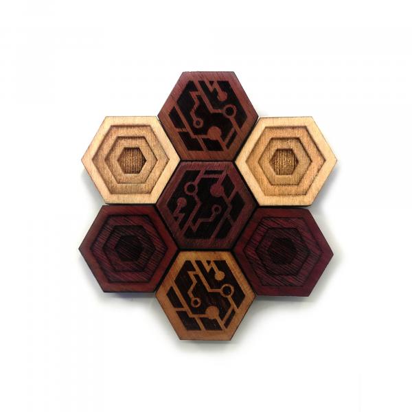 CYBERPUNK: Hardwood Magnet Set- Hexagons picture