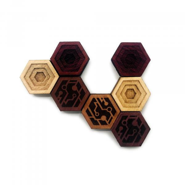 CYBERPUNK: Hardwood Magnet Set- Hexagons picture