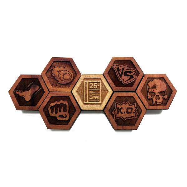 GAMER SET 03: Hardwood Magnet Set- Hexagons picture